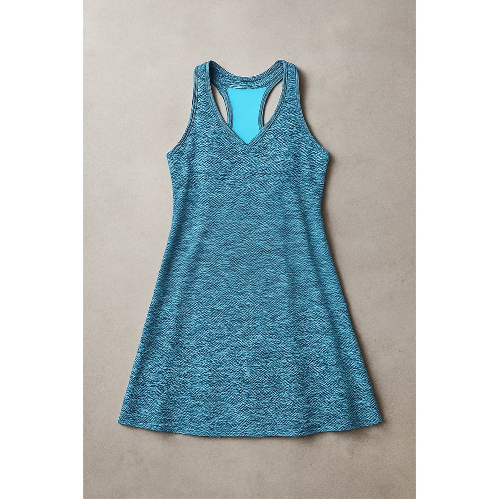 MPG Blue Patterned Racerback V-Neck Athletic Dress L
